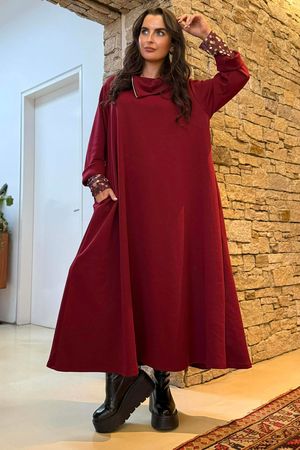 Sola Smart Tech Zip Cowl Dress Burgundy
